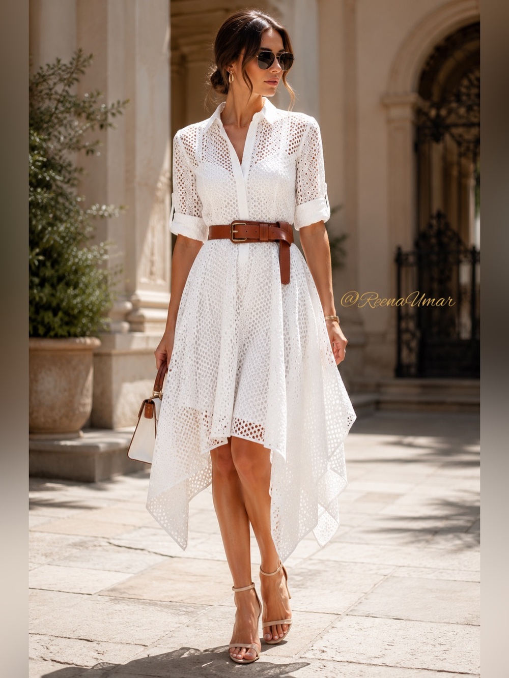 BCBGMaxAzria Beatryce White Eyelet Midi Shirtdress – Size XS